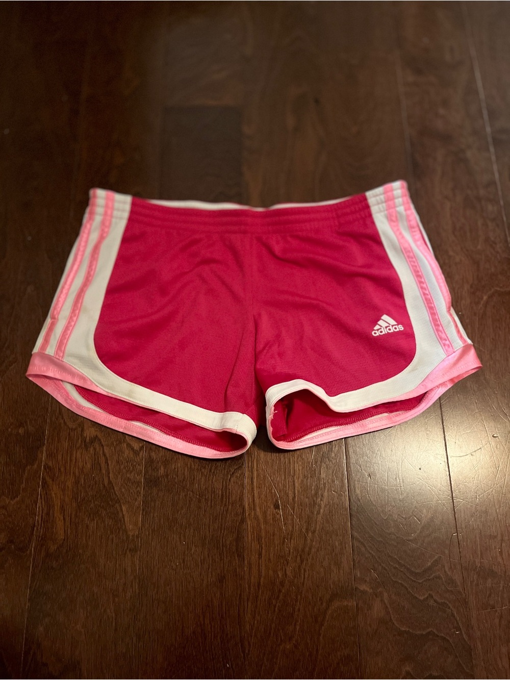 Adidas Hot Pink Women's Running Shorts with White Trim